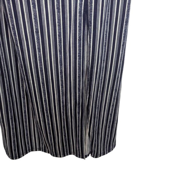 Striped Blue & White Long Maxi Dress w/Thigh Slit, Bow and Cut-Out - Size XL - Picture 5 of 5
